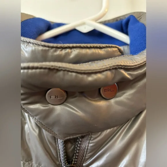 Polo Ralph Lauren Puffer Down Jacket Silver Gray Metallic Winter Women’s Size XL - Picture 3 of 11